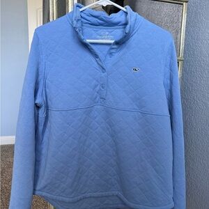 Vineyard Vines Quilted Light Blue Pullover with Snaps
